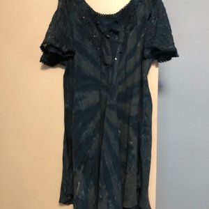Advance Apparels Blue/ Green Blouse Cold Shoulder